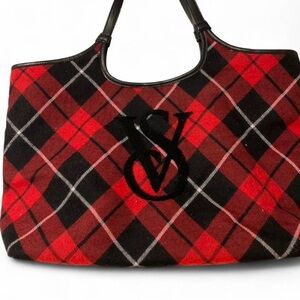 Victoria's Secret Red and Black Plaid Tote